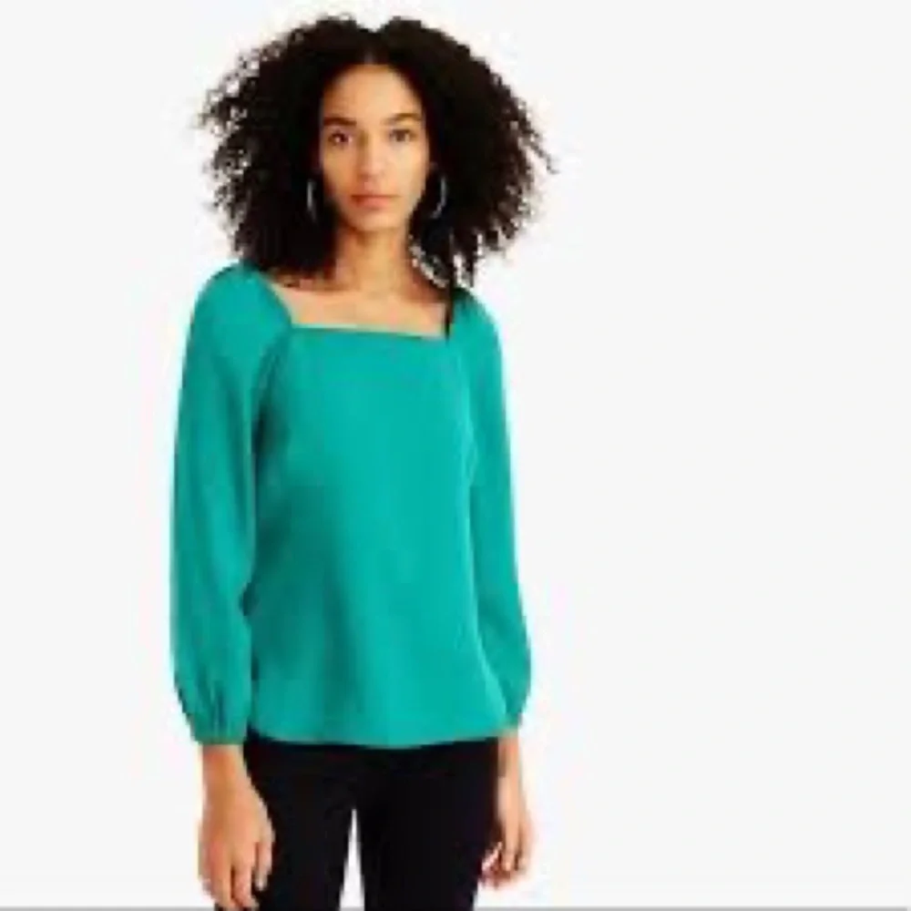 J. Crew Teal Puff Sleeve Blouse